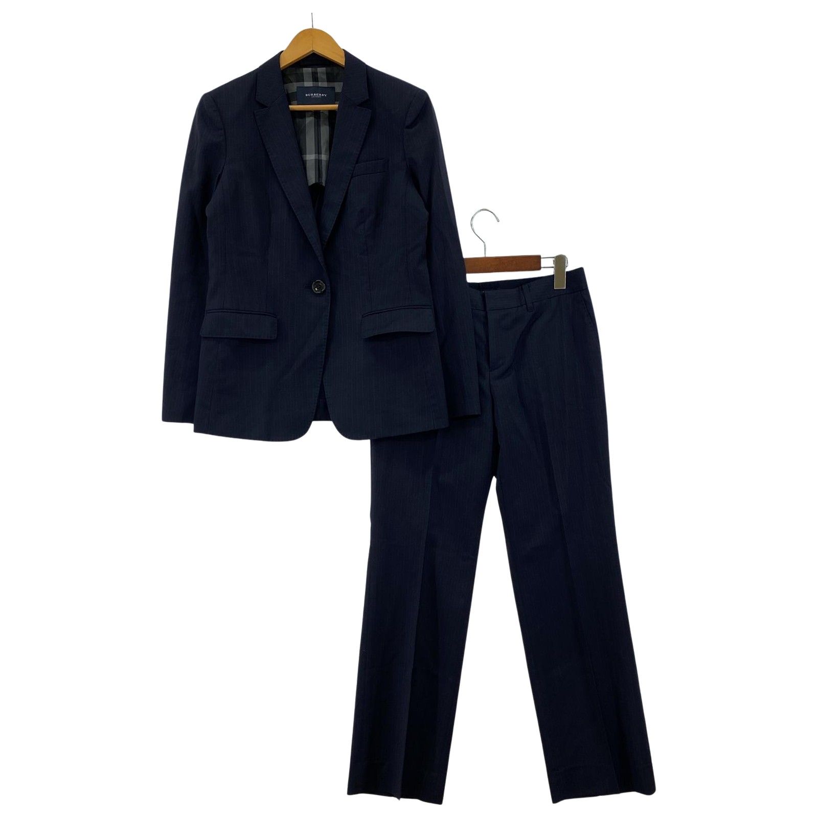 BURBERRY バーバリー ストライプ テーラードジャケット スラックススーツ size40|ネイビー