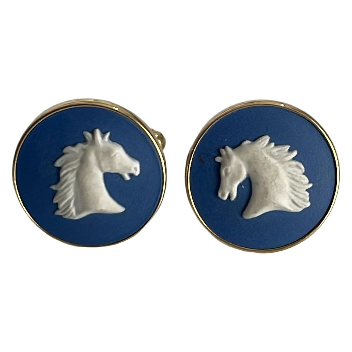 WEDG WOOD ウェッジウッド カフス ジャスパー ゴールド×ブルー×白 馬