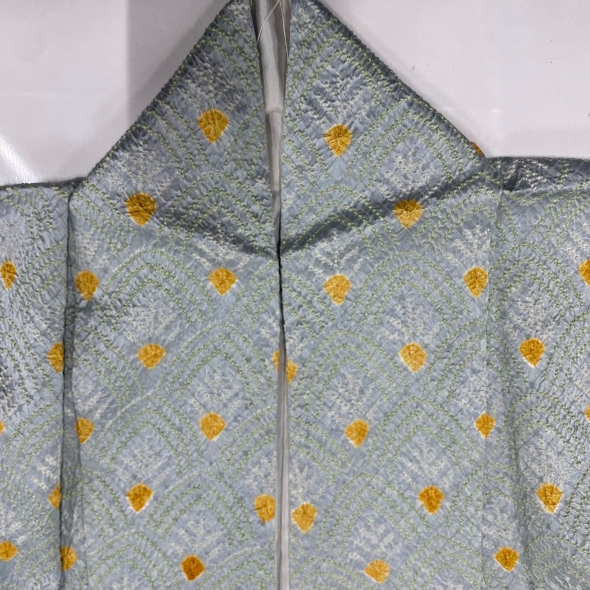 付下げ 身丈155cm 裄丈63cm S 袷 青海波 染め分け 絞り 灰緑 正絹 秀品 WWW_OLIVIERBERNSTEIN_COM