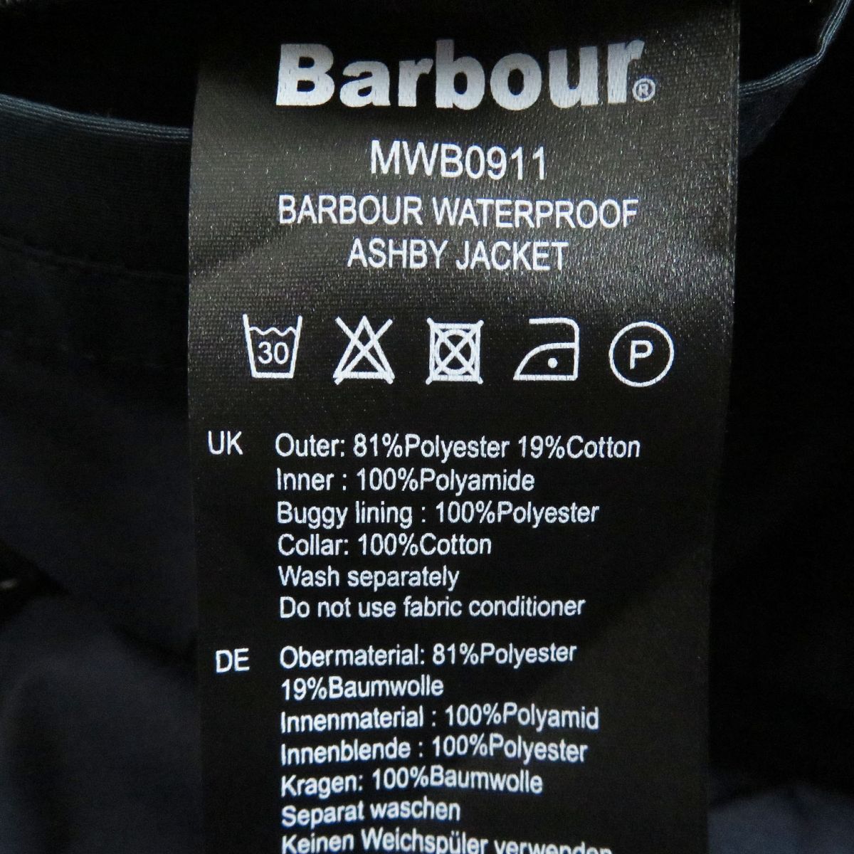 極美品□Barbour/バブアー ASHBY 襟元コーデュロイ 裏チェック