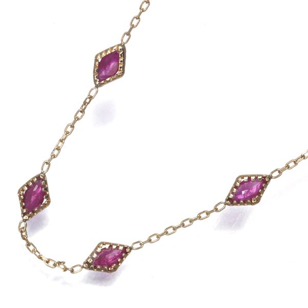 アガット ブレスレット ルビー ステーション K10YG 178535