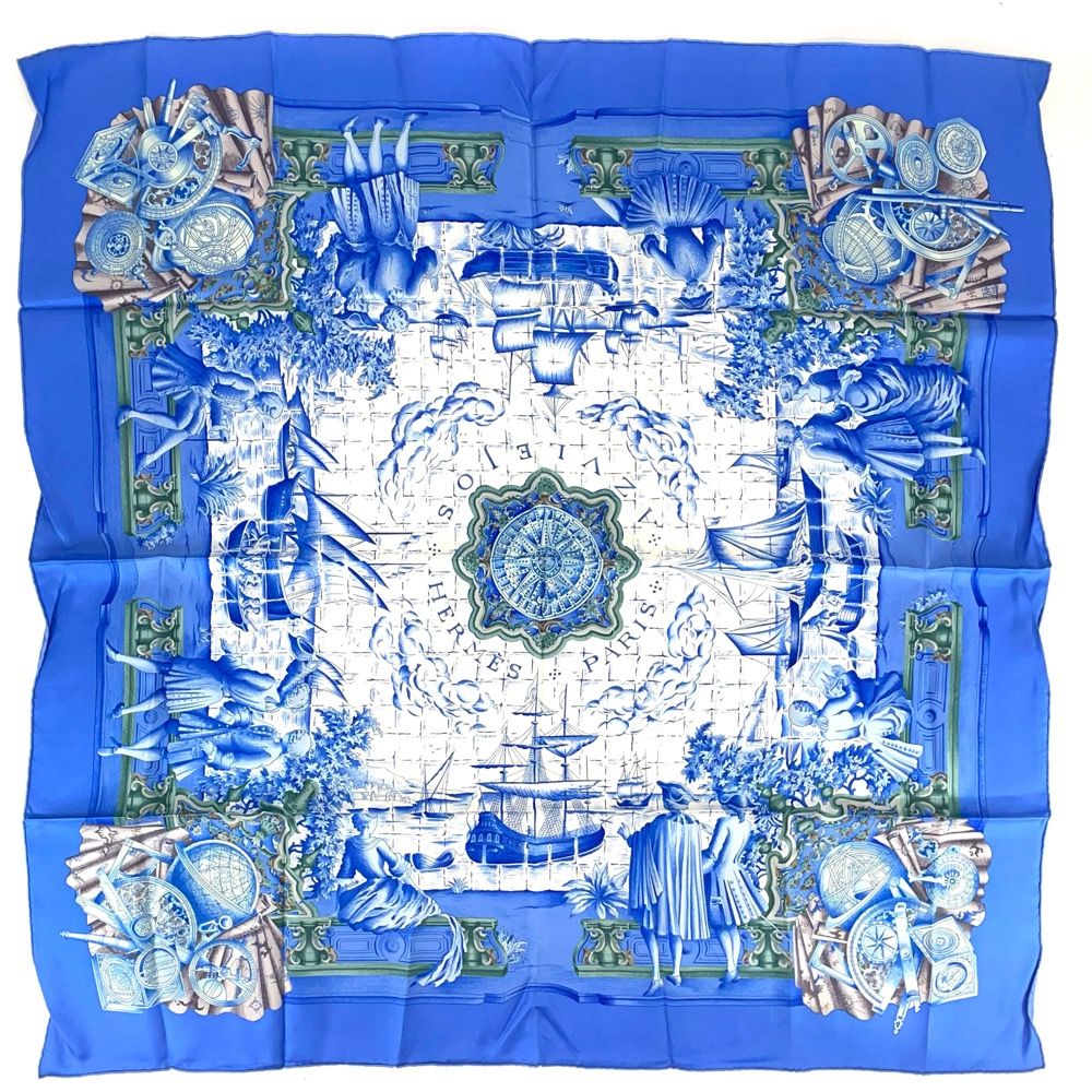 エルメス　HERMES　スカーフ　カレ90　アズレージョ HERMES】エルメス カレ90 AZVLEJOS アズレージョ スカーフ