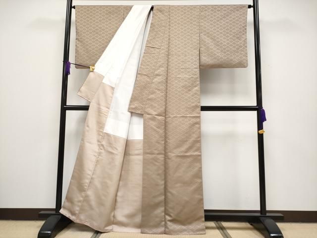 平和屋本店□極上 伝統工芸士 曽根武勇 お召 花菱文 柴染色地 逸品