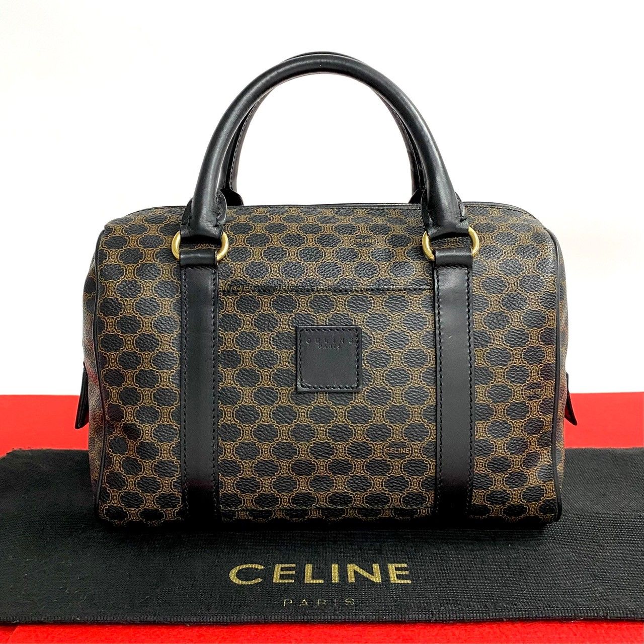 CELINE セリーヌ黒マカダム柄ボストンバック