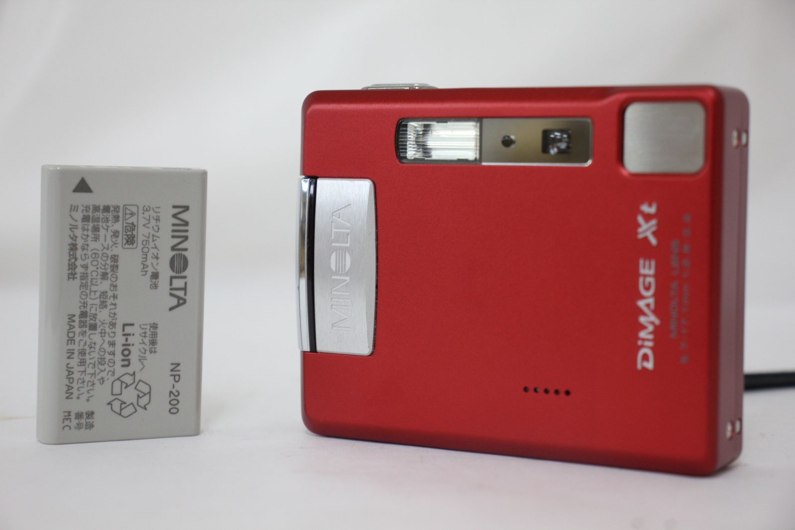 返品保証 ミノルタ Minolta DiMAGE Xt レッド バッテリー付き コンパクトデジタルカメラ e1357