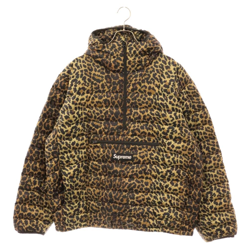 SUPREME (シュプリーム) 21AW Micro Down Half Zip Hooded Pullover Leopard  マイクロダウンハーフジッププルオーバー レオパード柄フーデッドダウンジャケット ブラウン - メルカリ