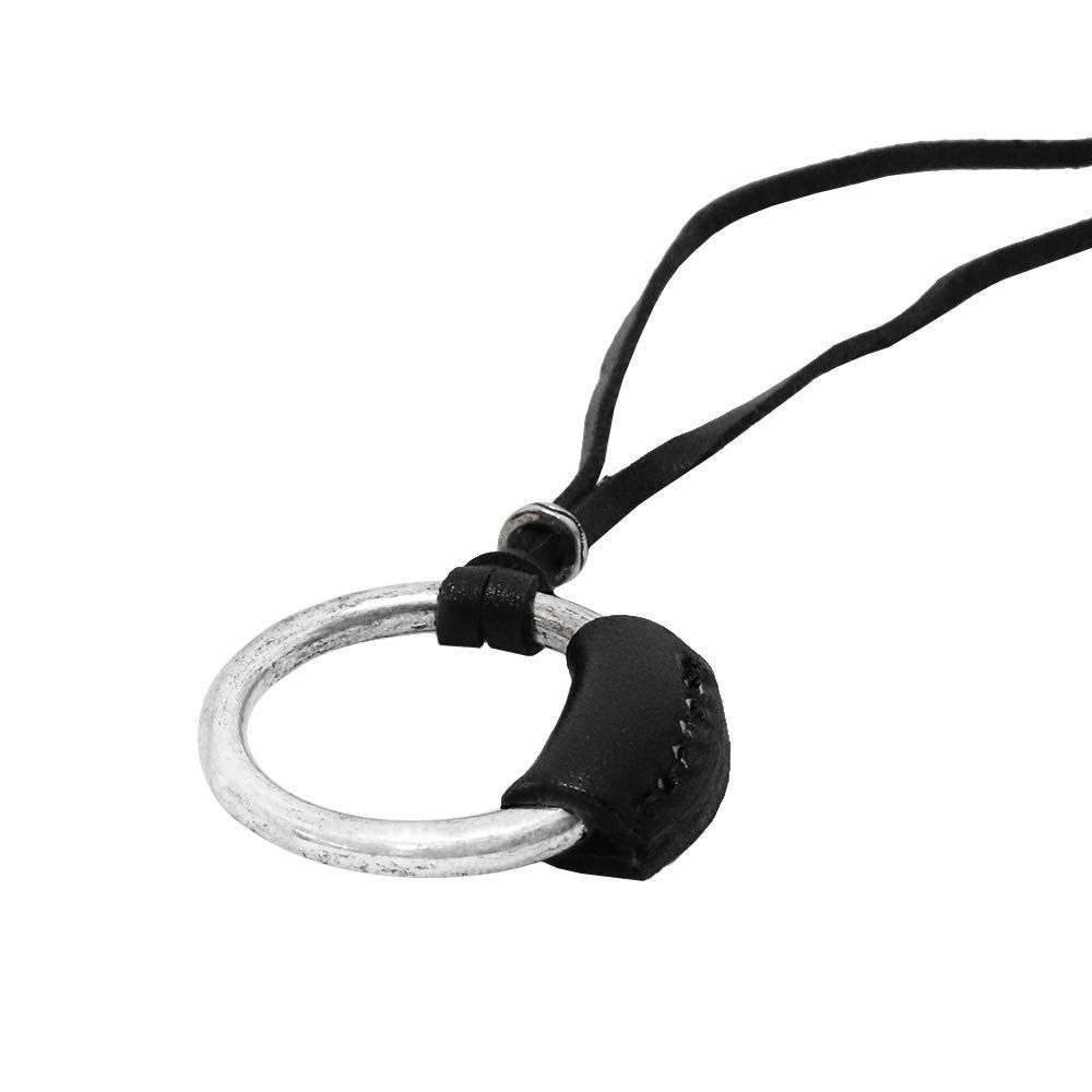リングネックレス ネックレス 革ひも メンズ ロングネックレス リング＆レザー メガネホルダー シンプル ブラック S.W.P smne-001