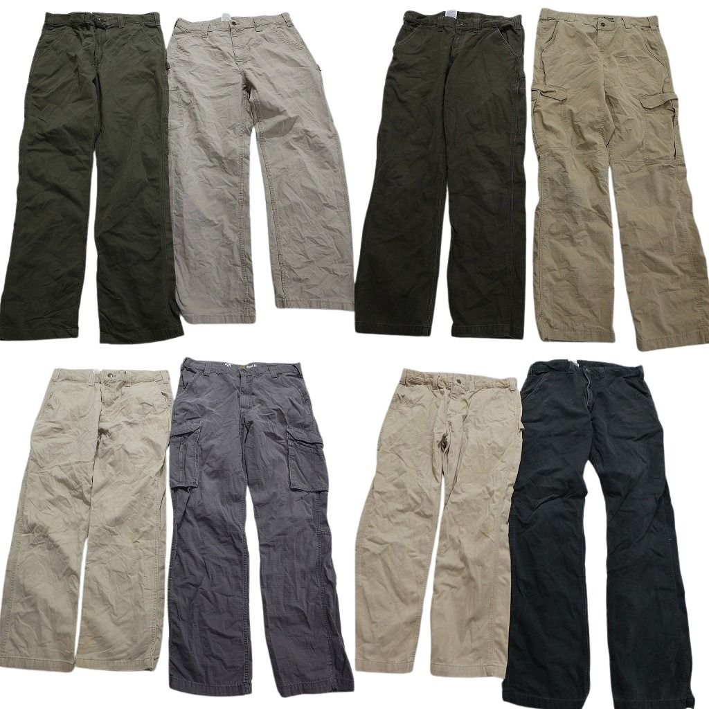 古着卸 カーハート Carhartt パンツ 8枚セット メンズ 36 |38 カーキ ブラック ベージュ カーゴパンツ 古着 NA2010