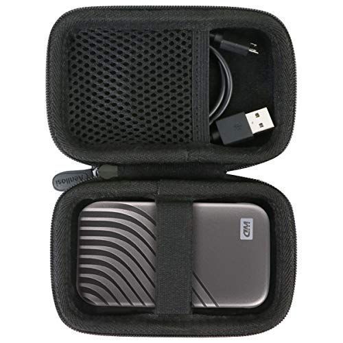 My Passport 用_ブラック WD ポータブルSSD 1TB / 500GB My Passport 完全対応 保護収納ケース -Aenllosi (ブラック)