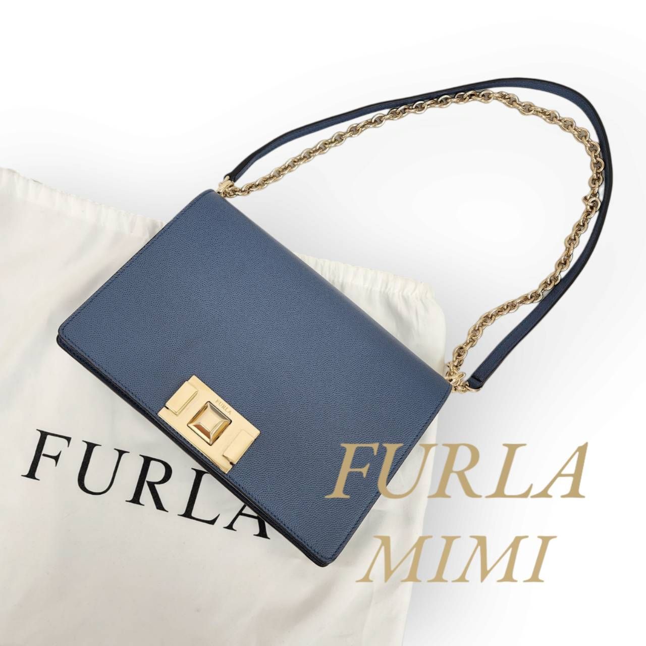 FURLA フルラ MIMI ミミ ショルダーバッグ ブルー ネイビー系 保存袋
