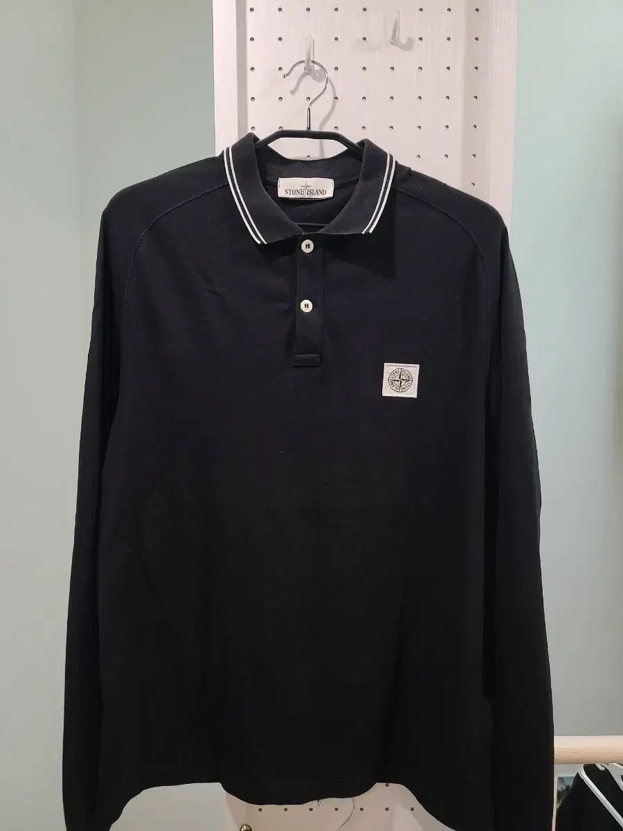 STONE ISLAND ストーンアイランド 黒 長袖 ポロTシャツ XL