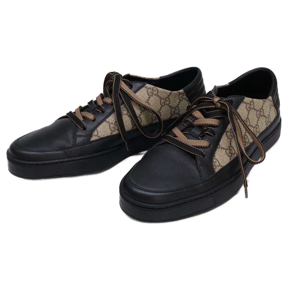 GUCCI グッチ 【美品】386752 GGスプリーム x レザー ローカット