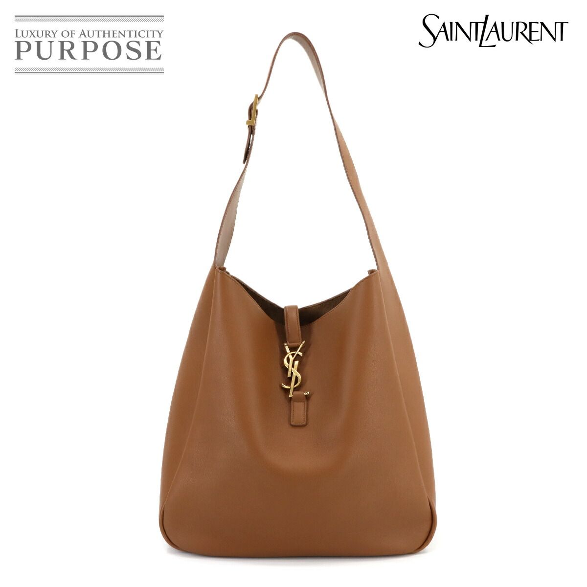 サンローラン SAINT LAURENT LE 5 A 7 ラージ ショルダー バッグ レザー ブラウン 753837 Shoulder Bag 90297672