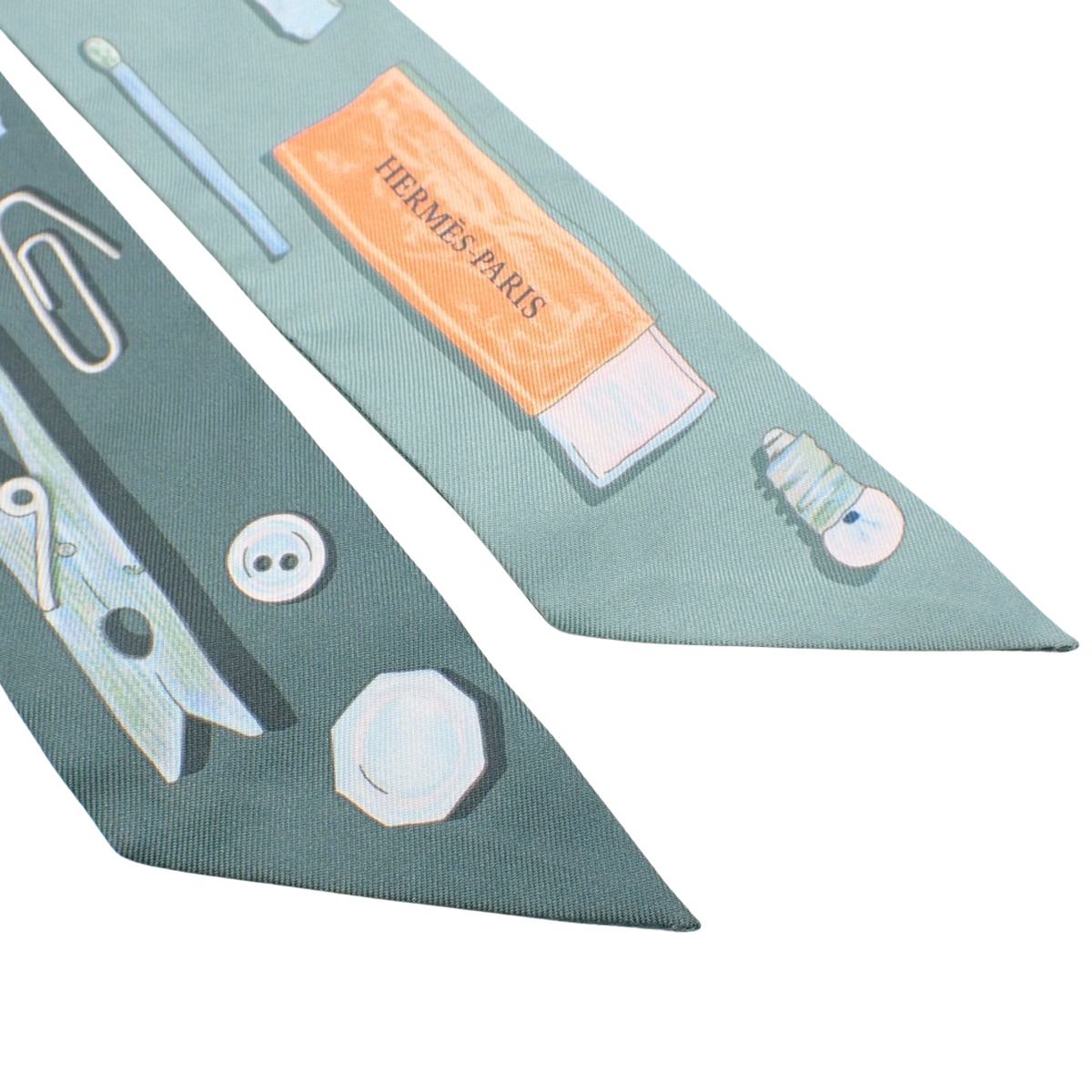 HERMES ツイリー イン・ザ・ポケット ベージュ×オレンジ×サーブル 美品