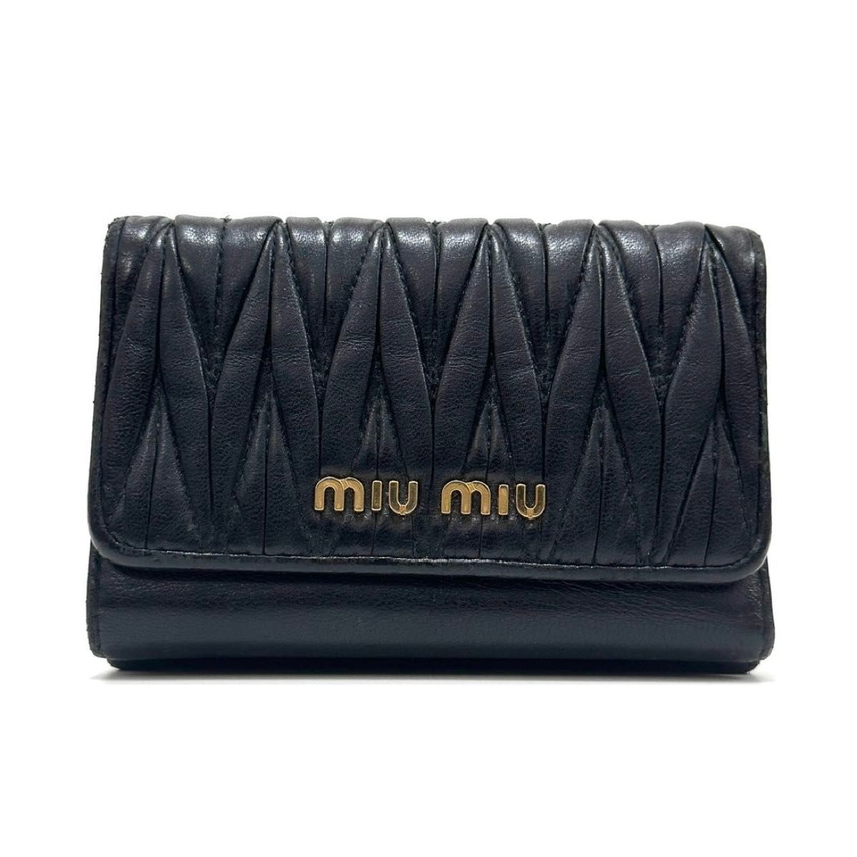 ミュウミュウ 三つ折り財布 コンパクトウォレット wallet 黒 ブラック 