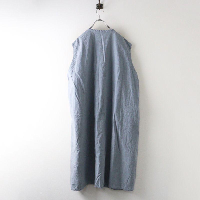 プリット prit コットンラミーシーチング 近江晒加工 ノースリーブ裾ヒモ コクーン ワンピース アッシュブルー ドレス 2400014650457