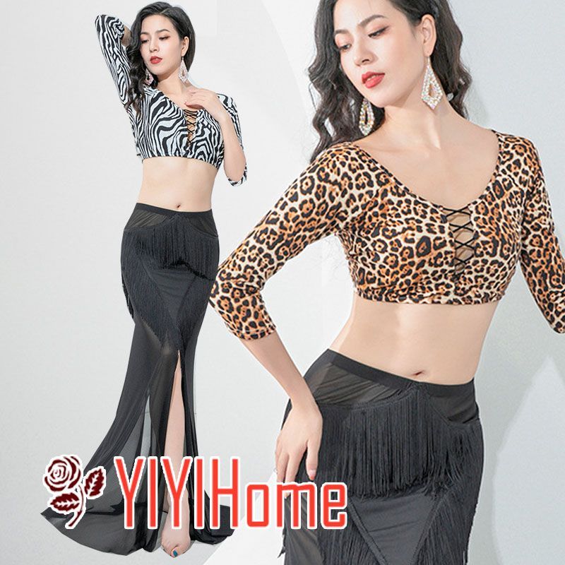 ベリーダンス ダンス衣装 セット ハロウィン コスプレ 仮装 パーティー 余興用 レッスン着 トップス スカート(インナーパンツ付き)2点セット　 社交ダンス　発表会　ラテンダンス　演出　