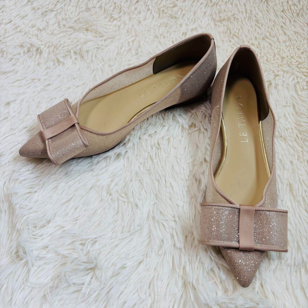 LE TALON ポインテッドチュールリボンフラット 22.5cm