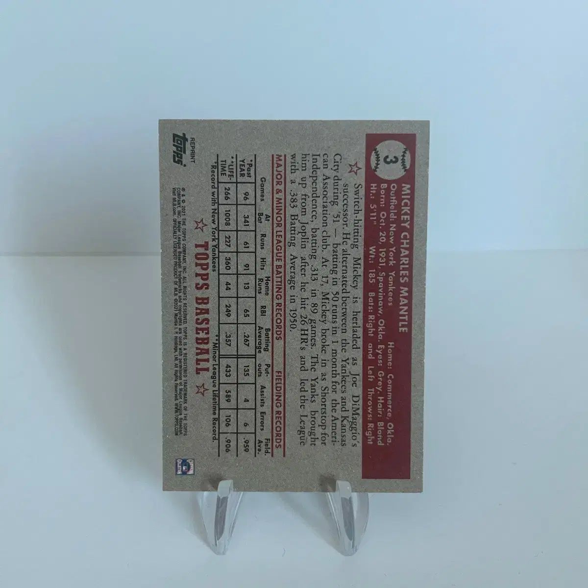 Amazon.co.jp: 世界で10枚 PSA9 ミッキーマントル2021 TOPPS