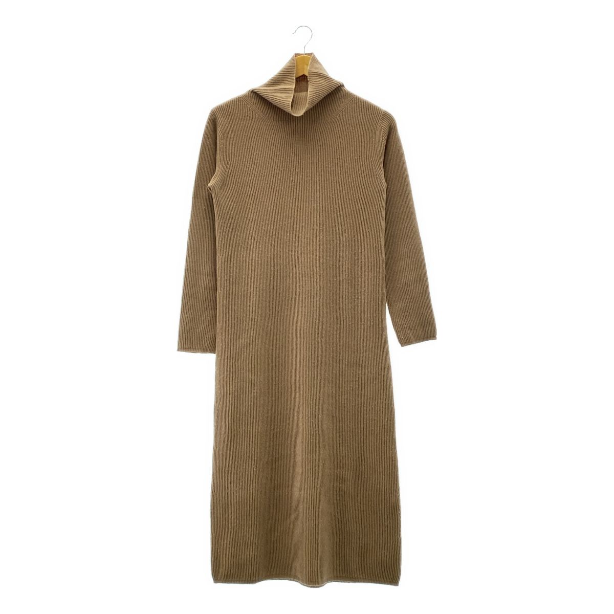 S MAX MARA | エスマックスマーラ | ウール カシミヤ リブ タートルネック ワンピース | S | ベージュ | レディース