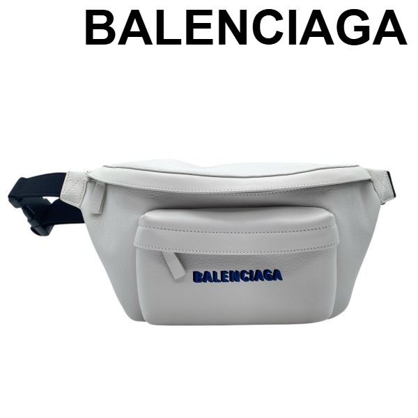 バレンシアガ BALENCIAGA エブリデイ ロゴ ベルトバッグ ボディバッグ ウエストポーチ オフホワイト レザー メンズ 5E110
