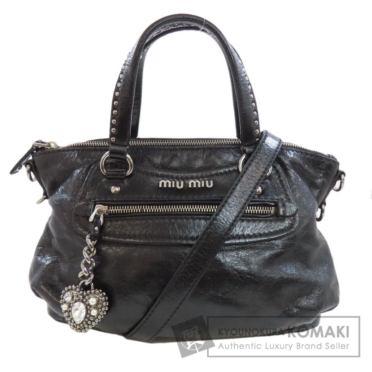 MIUMIU レザーハンドバック　ロゴ型押し MIU MIU/ミュウミュウ通販 | レザー ボー バッグ【送料無料