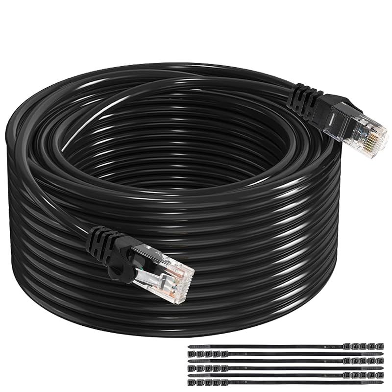 SGANGCAR LANケーブル 30M Cat6 カテゴリー6 イーサネットケーブル 2重被覆 耐水・難燃・耐紫外線・PoE対応 屋外用 1Gbps/250MHz 1