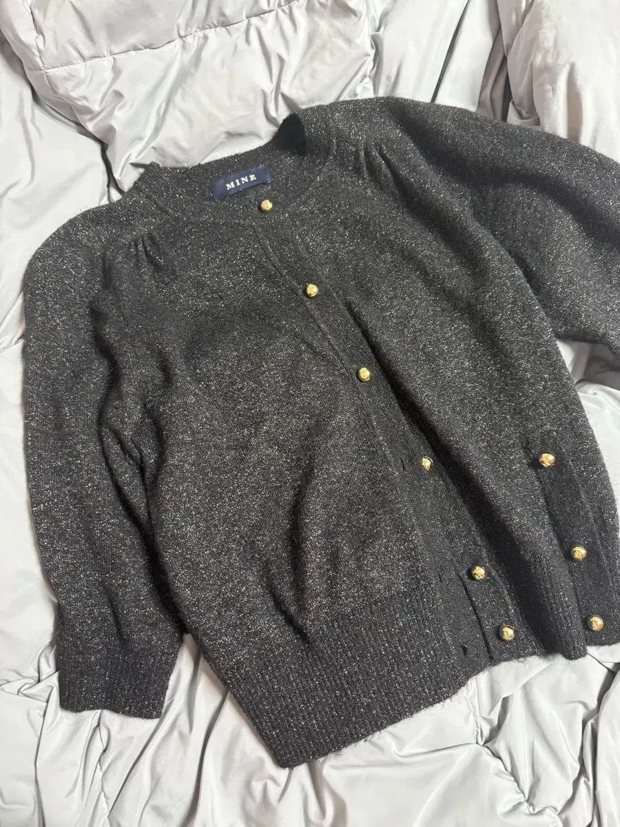 マイン グリッター ブラック ニット カーディガン