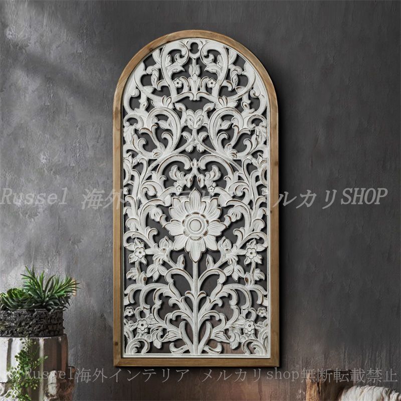 ウォール アート 花 葉 ヴィンテージ調 アーチ形 おしゃれ かわいい 壁掛け インテリア 北欧 カントリー ヨーロッパ レトロ調 アンティーク調 白 ホワイト