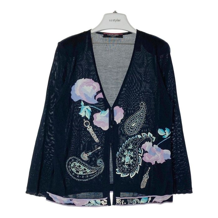☆LEONARD レオナール シルク ビーズ ラインストーン カーディガン
