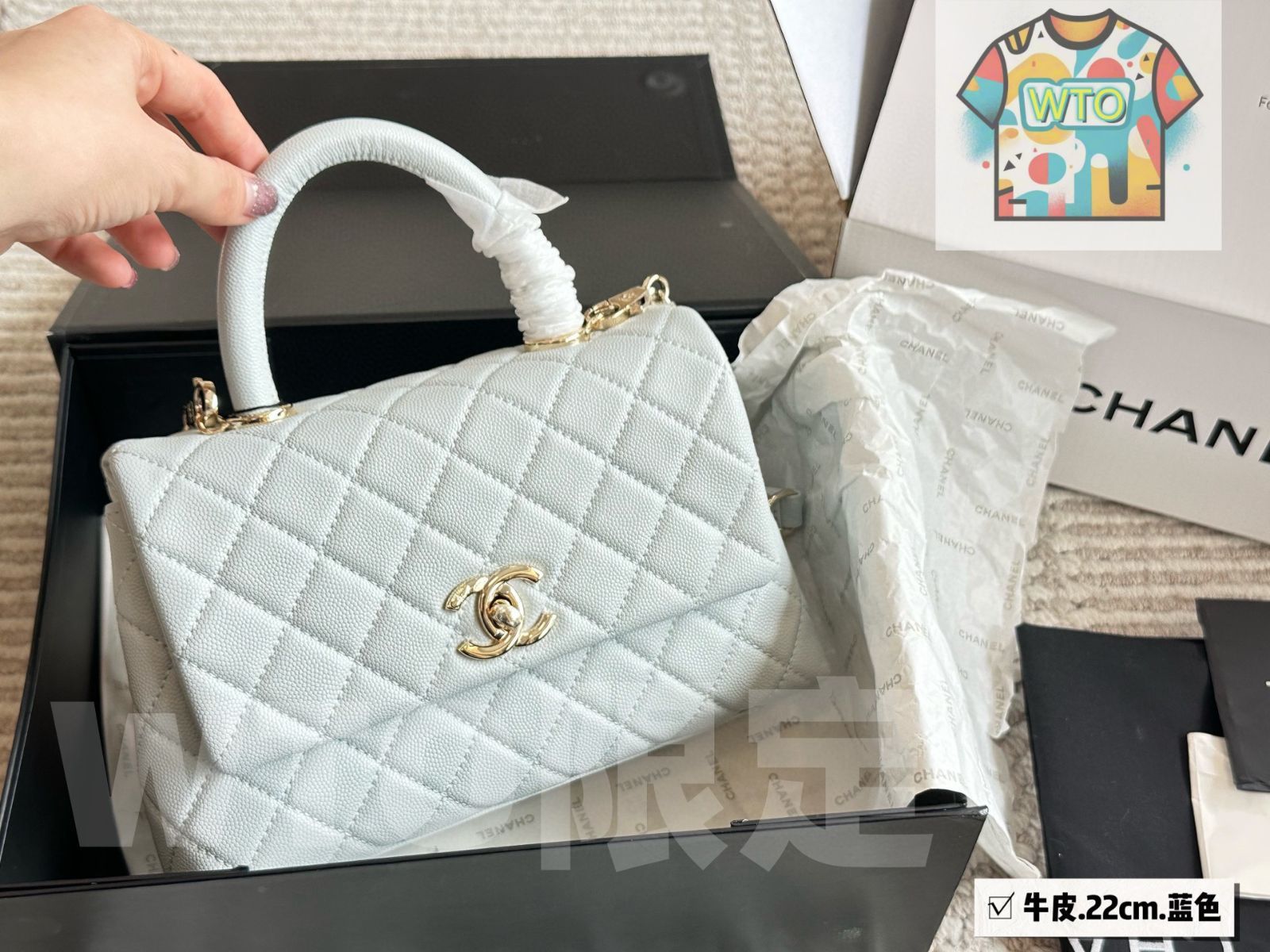 CHANEL COCO 2本 24K CHANEL マイクロ ココハンドル チェーン クラッチ AP4244