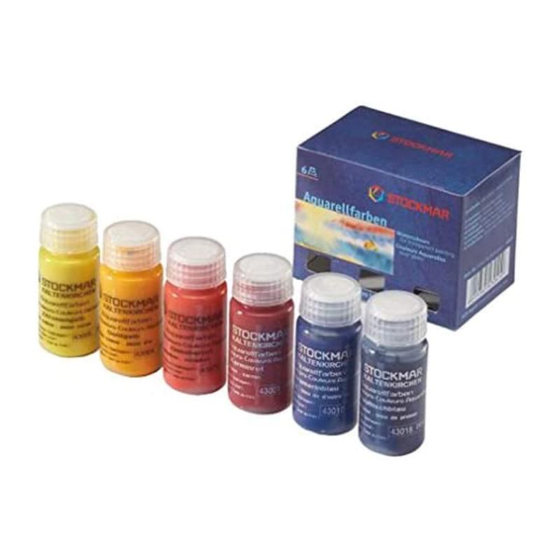 STOCKMAR シュトックマー 水彩絵の具 透明絵の具 三原色 6色入 セット 子ども お絵描き ギフト 安全な塗料 色彩知育 ST43041