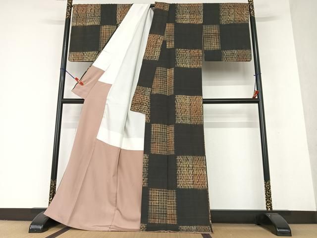 平和屋着物○上質な紬 絞り 市松文様 正絹 逸品 AAAW9165zg - メルカリ