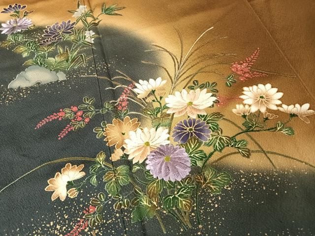 平和屋着物●ファッションデザイナー 花井幸子　訪問着　草花文　暈し染め　金彩　正絹　逸品　AAAY1622np 平和屋着物○ファッションデザイナー 花井幸子 訪問着 草花文 暈し染め