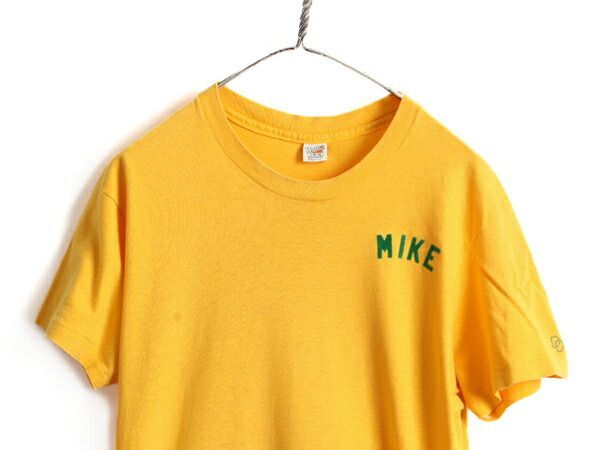 70s USA製 ビンテージ □ HANES フロッキー プリント 半袖 Tシャ