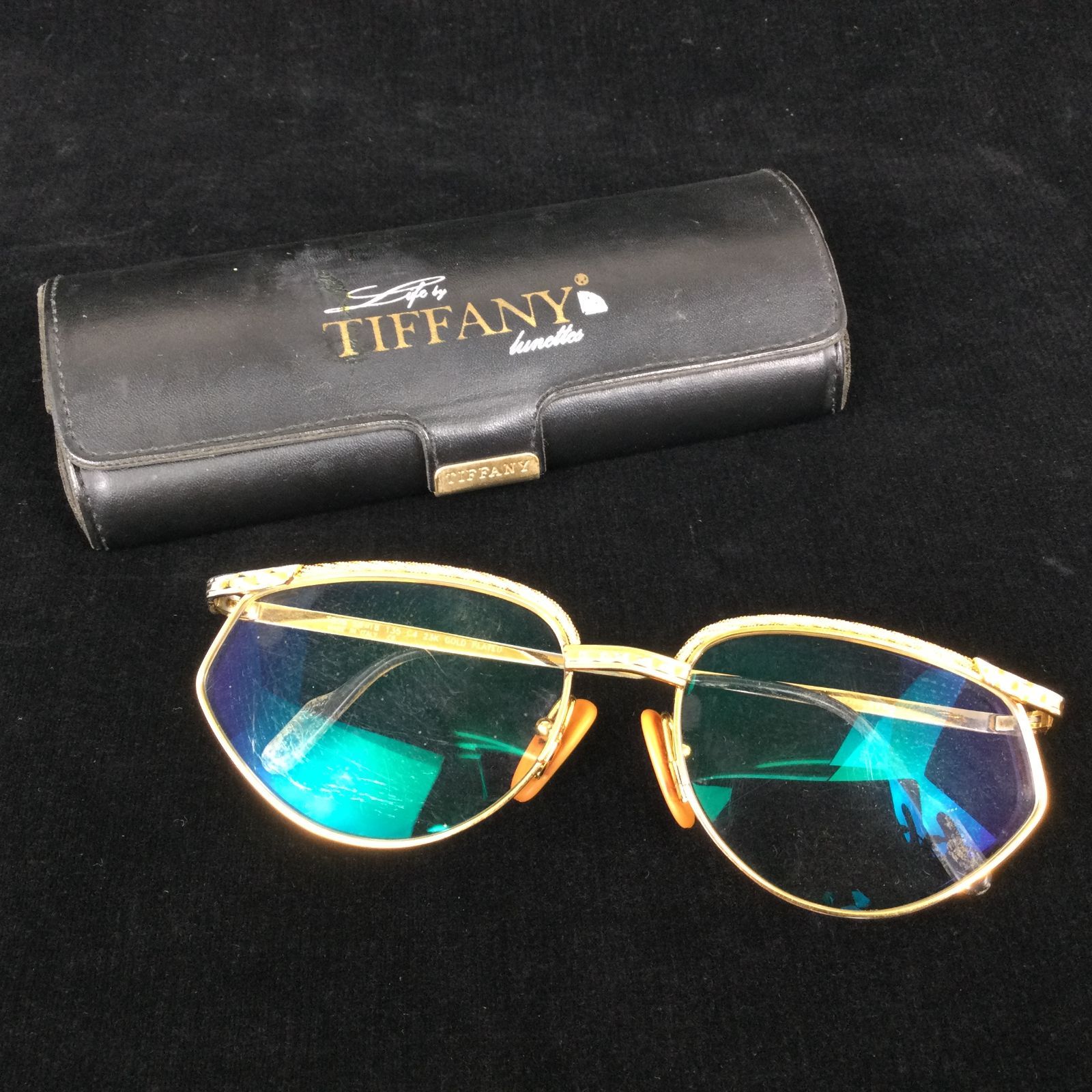 1311 vintage TIFFANY LUNETTES 23k gold plated glasses ゴールドフレーム ティファニー ルネッツ  眼鏡フレーム 先セル 鼻パッド ムービングパッド 付き - メルカリ