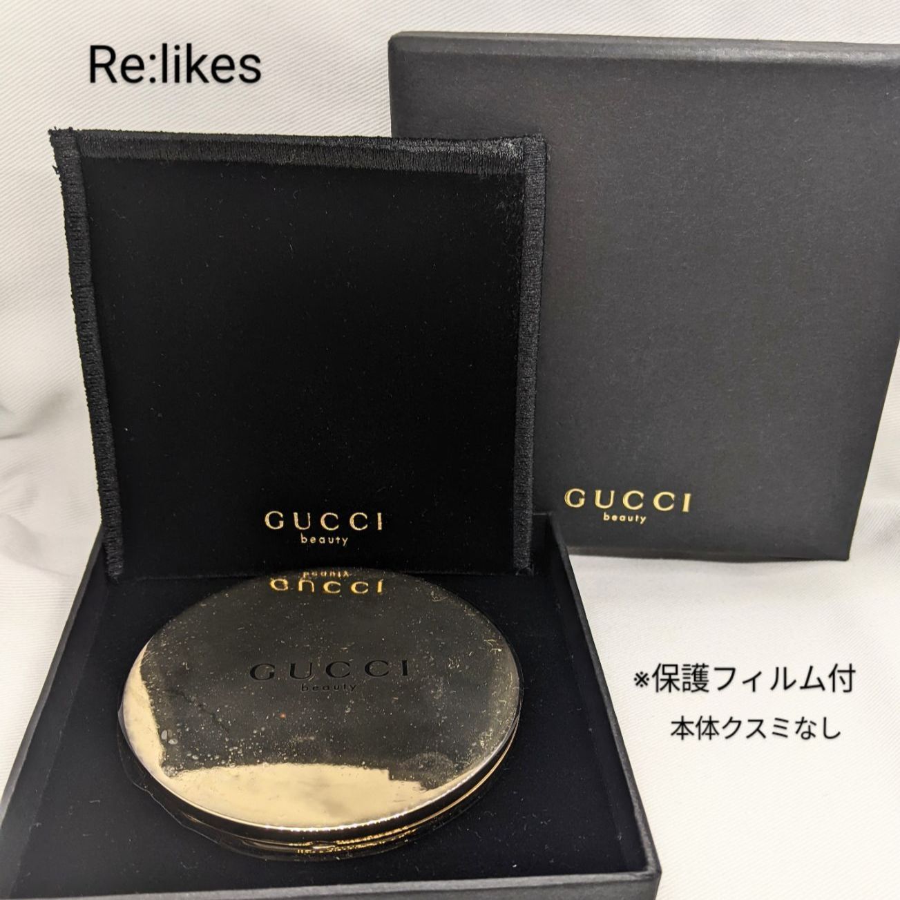 未使用 GUCCI グッチ 両面 コンパクト ミラー 手鏡 ケース 箱 付