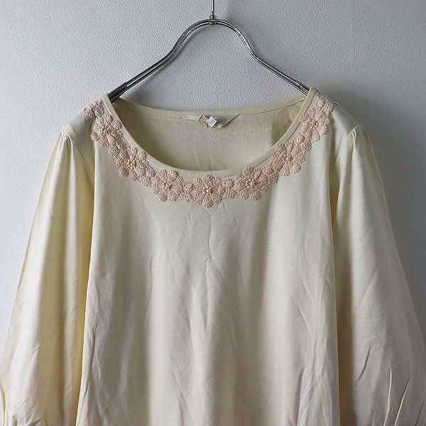 さえら ANLICO アンリコ コットン フラワーレース 切替 刺繍ワンピース