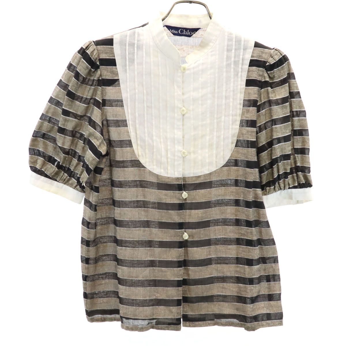 古着 miss chloe ミスクロエ 日本製 ボーダー柄 半袖 ブラウス 40