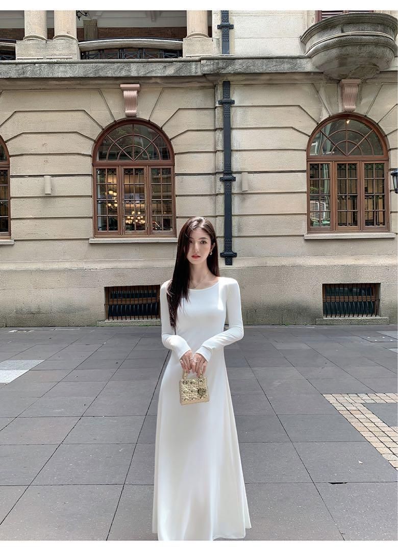 セクシーロングバックレスドレスモテ服