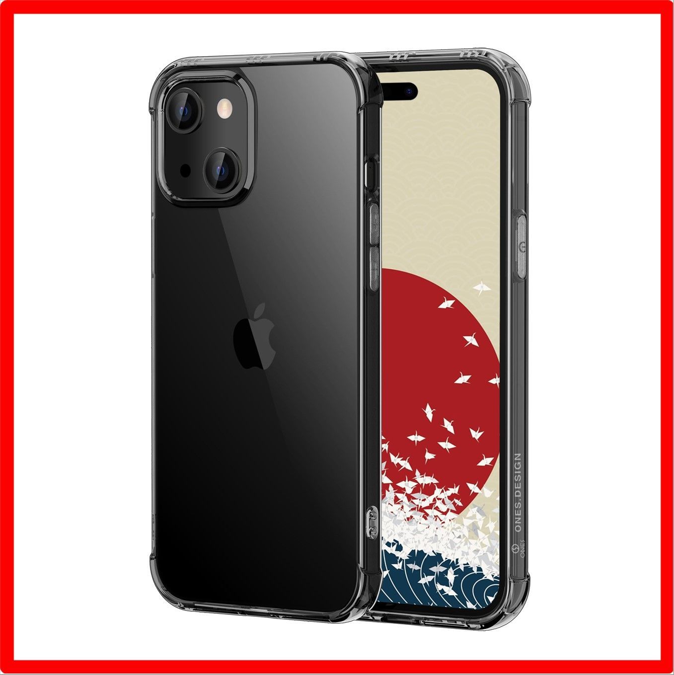 【送料無料 】 iPhone 15_半透明 ? 黒 【 360エアバッグ ? 音響強化 ? 黄変防止 】 ONES 半透明 iPhone15 ケース  米軍