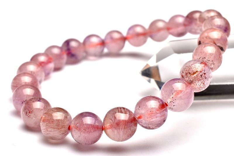 1点物】AA☆上質 ピンクスーパーセブンアメジスト 8mm ブレスレット