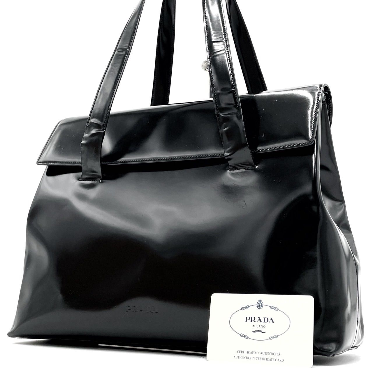 ✨良品✨ PRADA プラダ ハンドバッグ トートバッグ ロゴ型押し 