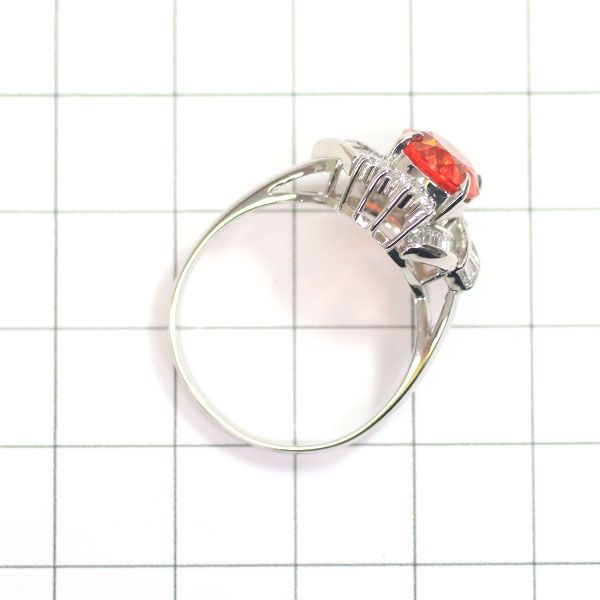 クレサンベール Pt900 再結晶オレンジサファイア ダイヤモンド リング