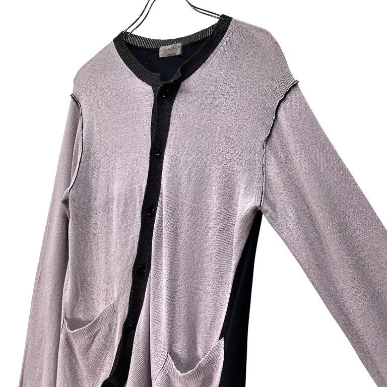 ヨウジヤマモト ニットカーディガン Yohji Yamamoto Pour Homme 14SS コットンリネンラミー切替ニット