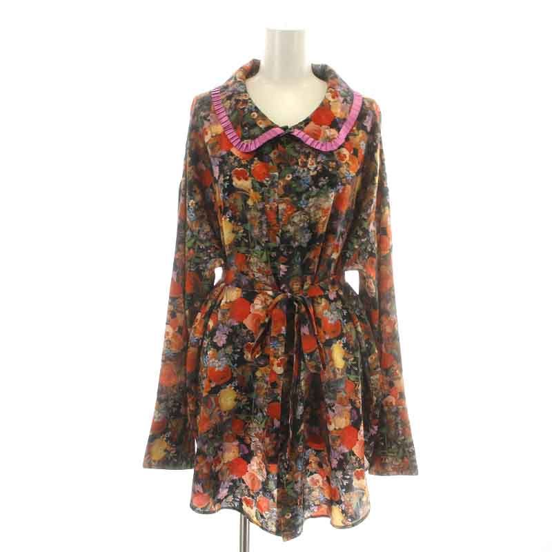 ＆ellecy 花柄 フリル シャツ 長袖