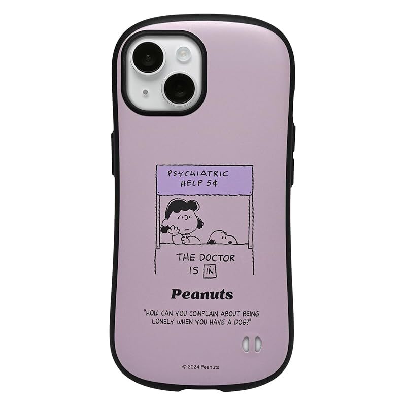 iFace First Class KUSUMI スヌーピー PEANUTS iPhone 15 ケース マット仕上げ(くすみパープル/ルーシー)【 アイフェイス 耐衝撃 snoopy キャラクター ストラップホール 衝撃吸収 アイフォン15 】 1