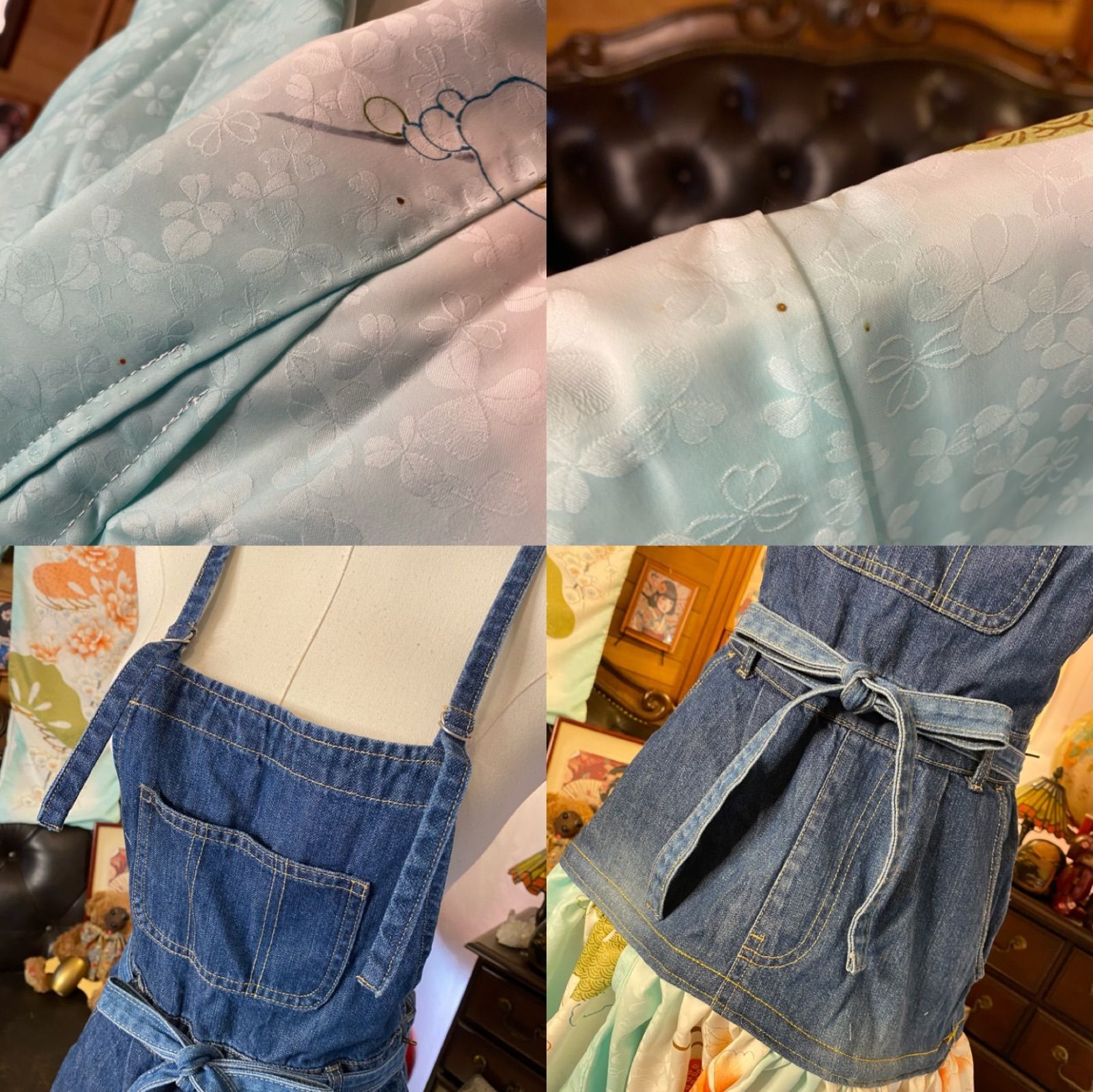 訳あり 和洋折衷 着物 リメイク セットアップ ツーピース 2部式