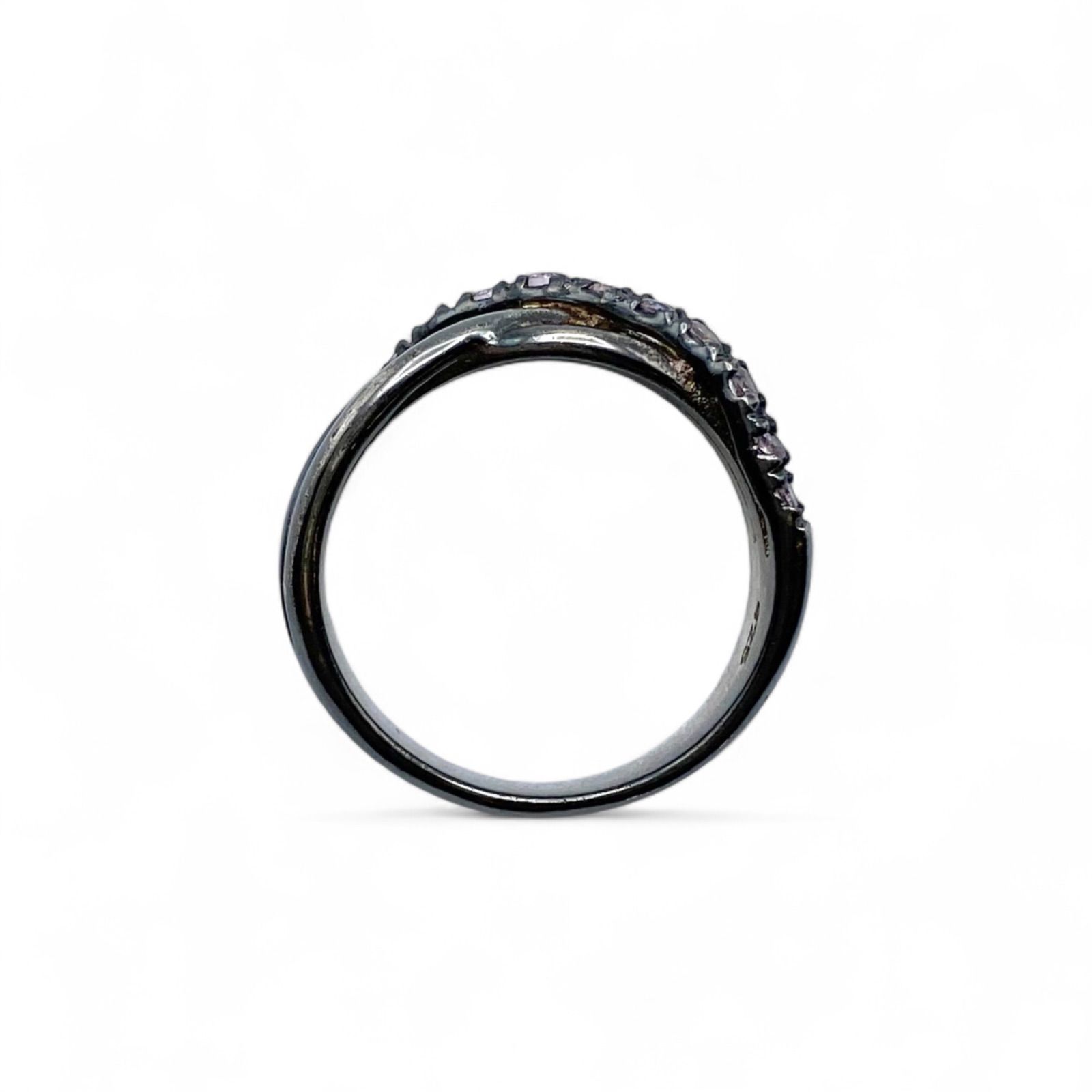 抜群の存在感】 パープルジルコニア Silver 925 刻印 90s Vintage Ring 