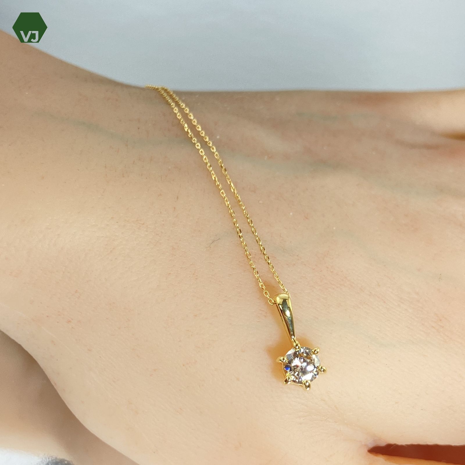 25‐09】一粒 ダイヤモンド ネックレス D0.43ct【中古】【K18YG】【40 
